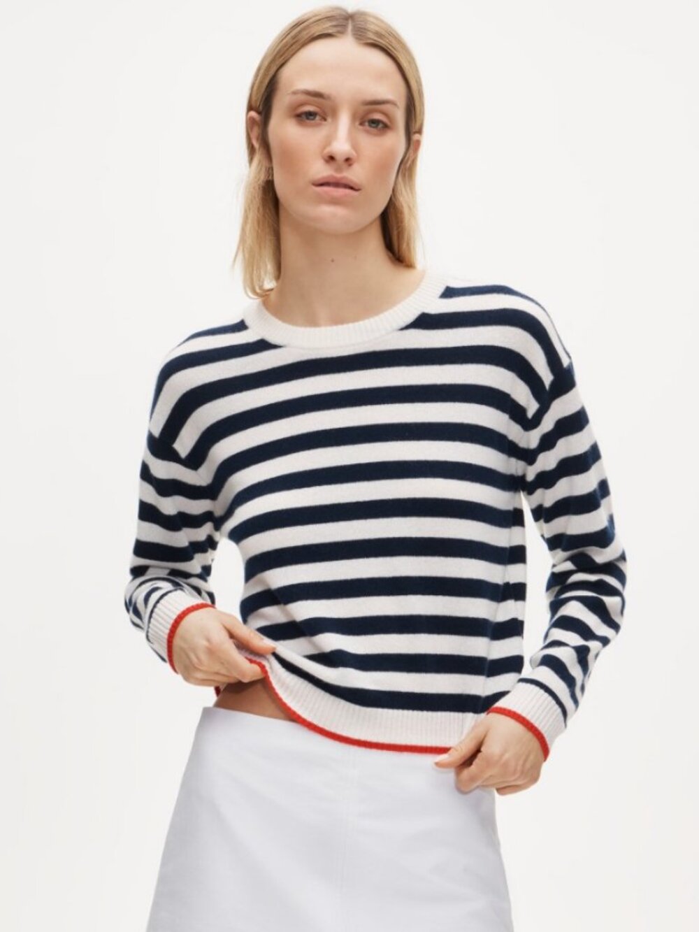 J.Crew NWT s. XL Perfect cashmere crewneck in mariner stripe